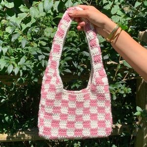 Handmade Crochet Checkered Bag MESSAGE BEFORE BUYING